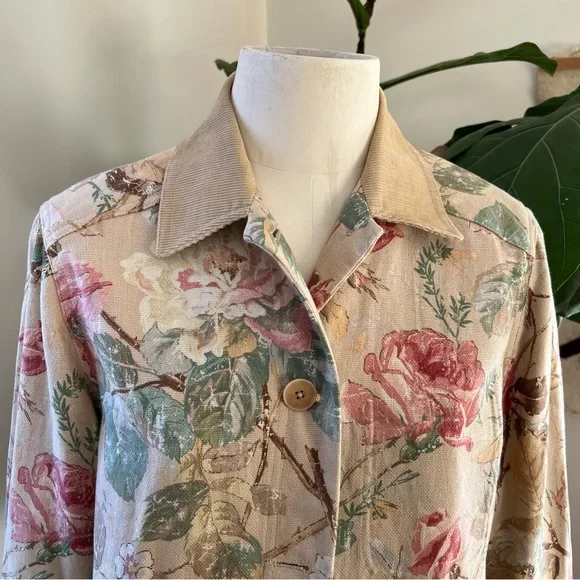 NWOT Lauren Ralph Lauren Floral Chore Coat / Barn Jacket, Size Medium - Picture 4 of 14